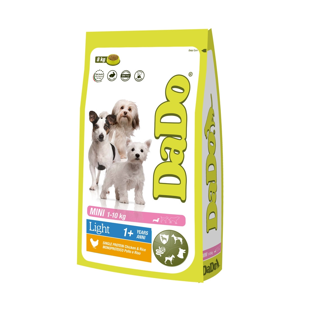 Dado Dog Light Mini Chicken & Rice монобелковый корм для собак мелких  пород, склонных к излишнему весу, с курицей и рисом | Купить в Перми